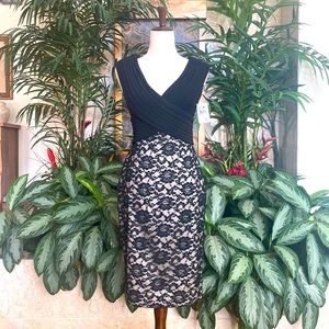 Adriana Papell Black Lace Cocktail Party Dress